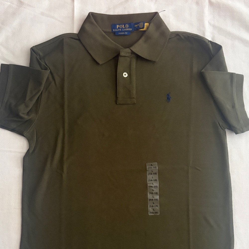 Polo by Ralph Lauren Olive Green Classic Pique Polo with Navy Pony